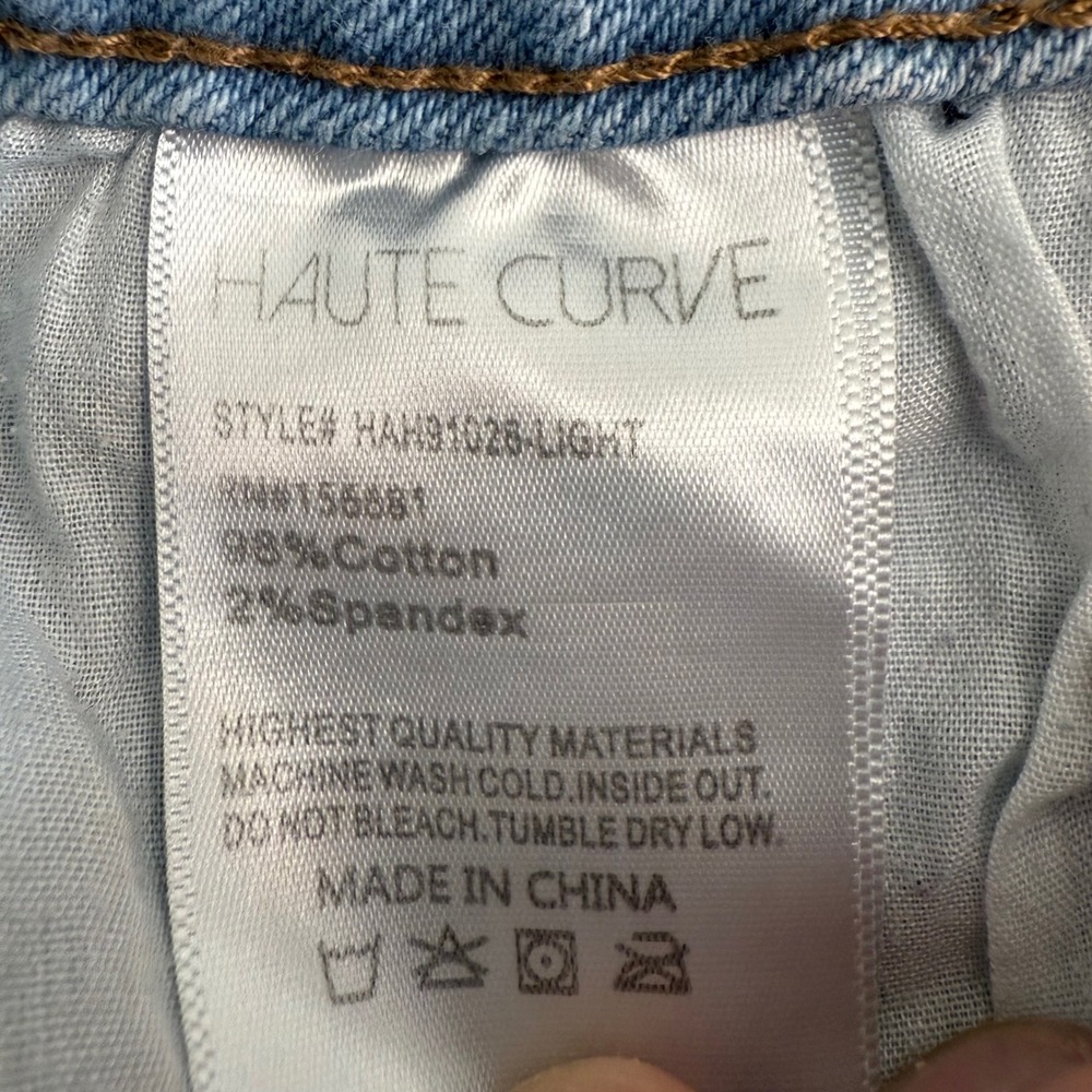 Haute Curve Jeans Womens Size 22 Light Wash Button Fly Frayed Hem Denim - Picture 12 of 12